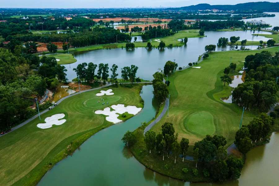 Aerial shot of Dai Lai Star Golf Club for vietnam luxury golf tours